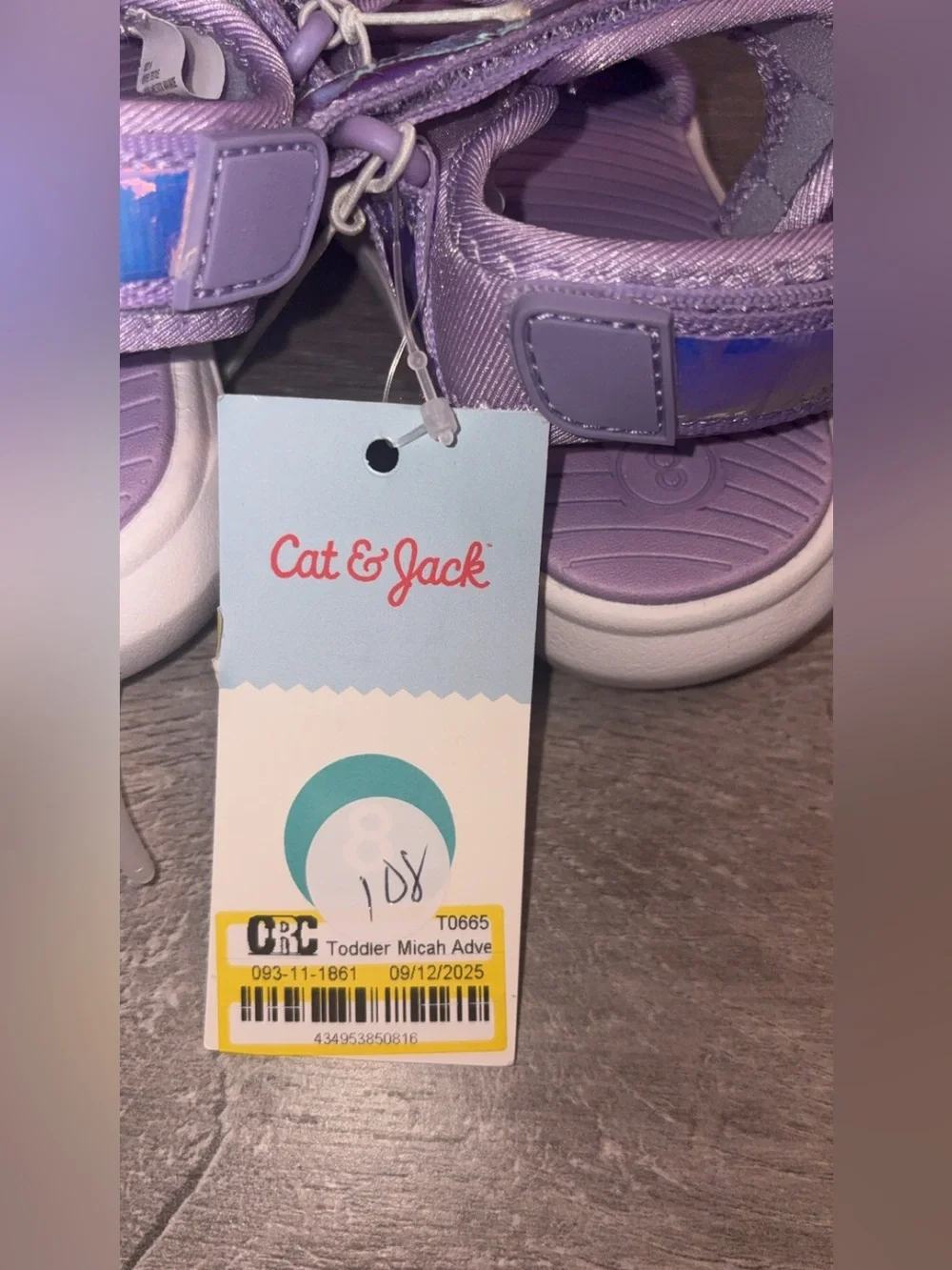 Cat & Jack Toddler Girls Size 8 Sandals Purple Michah Adventure NEW With Tags!